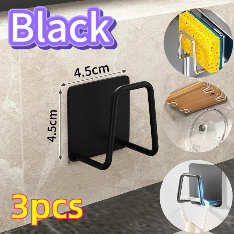 1-10pcs Kitchen Stainless Steel Sponge Holder Sink Self Adhesive Drain Drying Rack Household Wall Hooks Kitchen Accessories