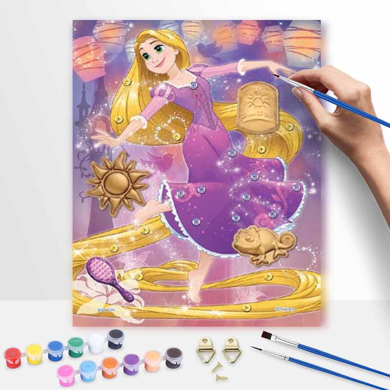 Disney DIY Rapunzel Painting Kit Home Wall Decor Handmade Gift Princess Art Set For Bedroom Living Room Creative Craft Project Fun Piece
