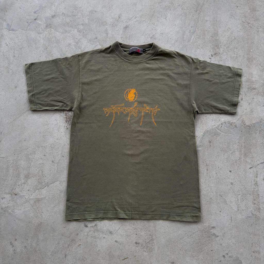 Vintage Blacksmith Graphic T-Shirt Olive Green Minimal Logo Tee Y2K Streetwear Size L
