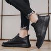 Men's Loafers Black Fashion Casual Leather Shoes Mens Walking Lace Up Comfortable Flat Sneakers Work Shoes