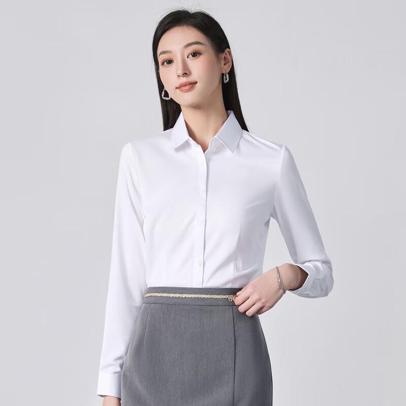 Teluoman Women's Long-Sleeve Non-Iron Business Shirt