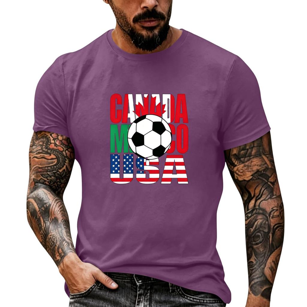 Men's Basic Crew Neck Short Sleeve T Shirt Loose Fit Casual Summer Top Soccer Themed Graphic Print Comfortable Daily Wear