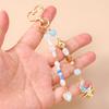 Fashion Star Moon Keychain Crystal Pearl Key Ring Pendants for Women Girls Handbag Decor DIY Handmade Key Chain Gifts