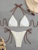 2025 Solid Color Strappy Bikini - Backless & Stylish Two-Piece Swimsuit