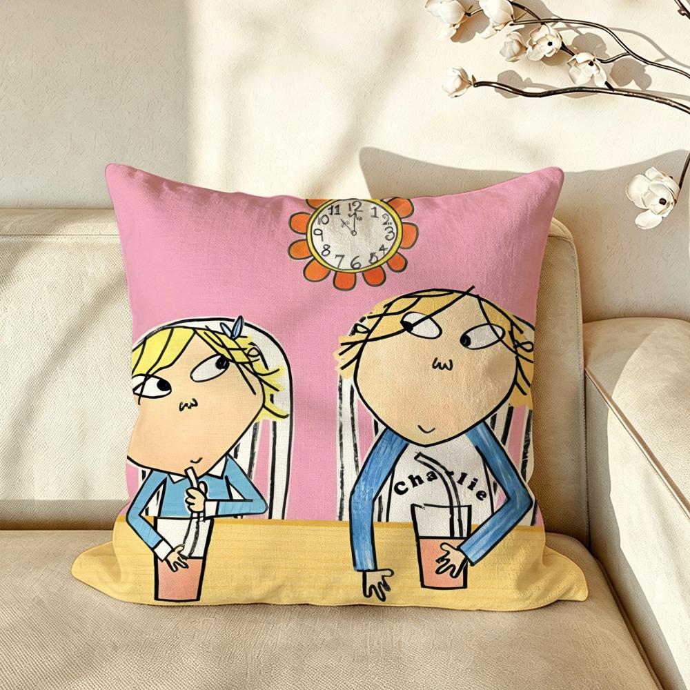 Anime CCharlie aand LLola Cushion Cover Pillow Case Antidustmite Pillowcase Silky Short Plush Sofa Cushion Cover hot