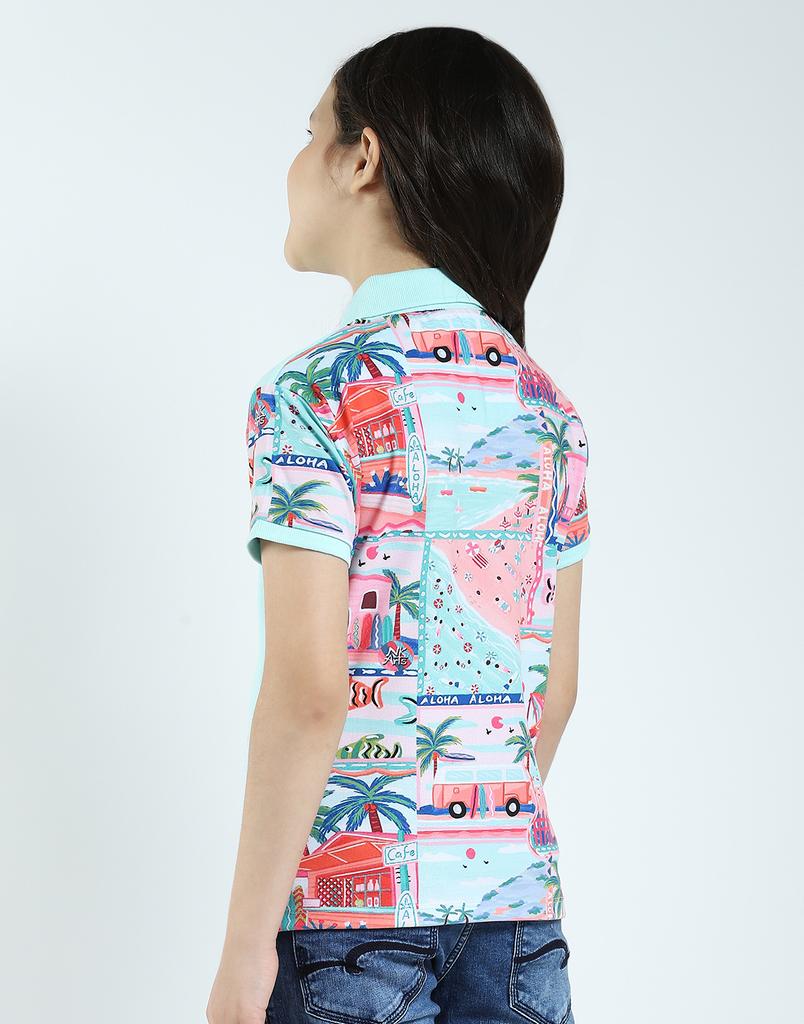 MONTE CARLO Mädchen Bedrucktes Polo-Shirt Halbarm