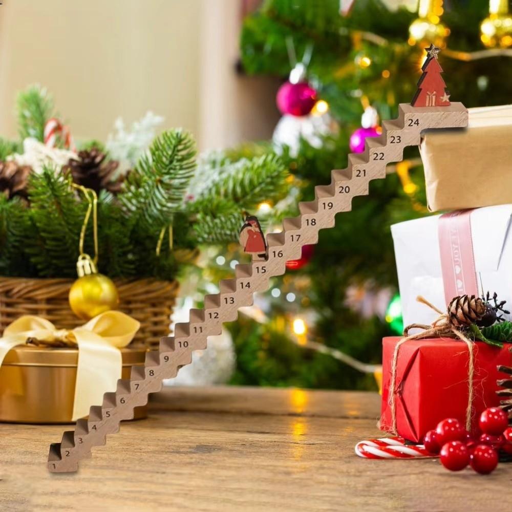 Creative Wooden Christmas Countdown Calendar Stars New Year Advent Calendar Stairs Climbing Xmas Ornament Christmas Holiday