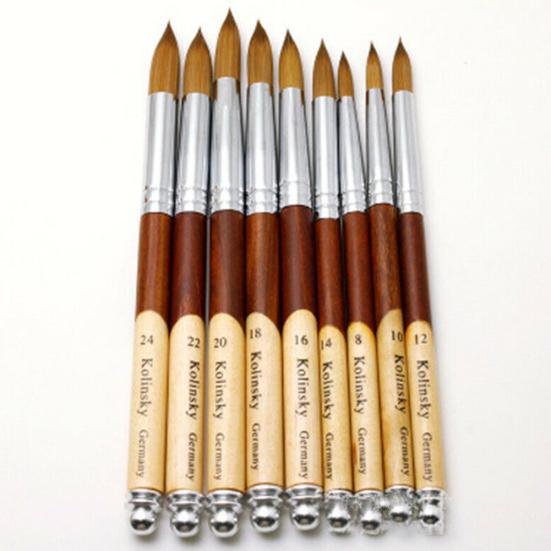 Color Block Round Top Wood Handle Nail Art Pen Line Drawing Brush Manicure Tool