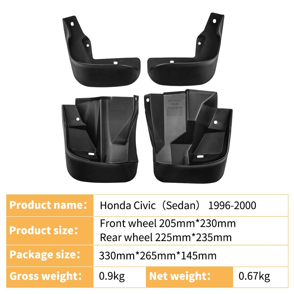 Pasuje do Honda Civic CIVIC 1996-2000 sedan, skórzany miękki błotnik na oponę samochodową