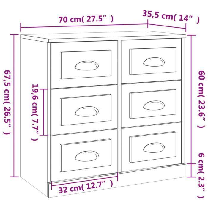 VidaXL Buffet blanc 70x35,5x67,5 cm bois d'ingénierie 816432