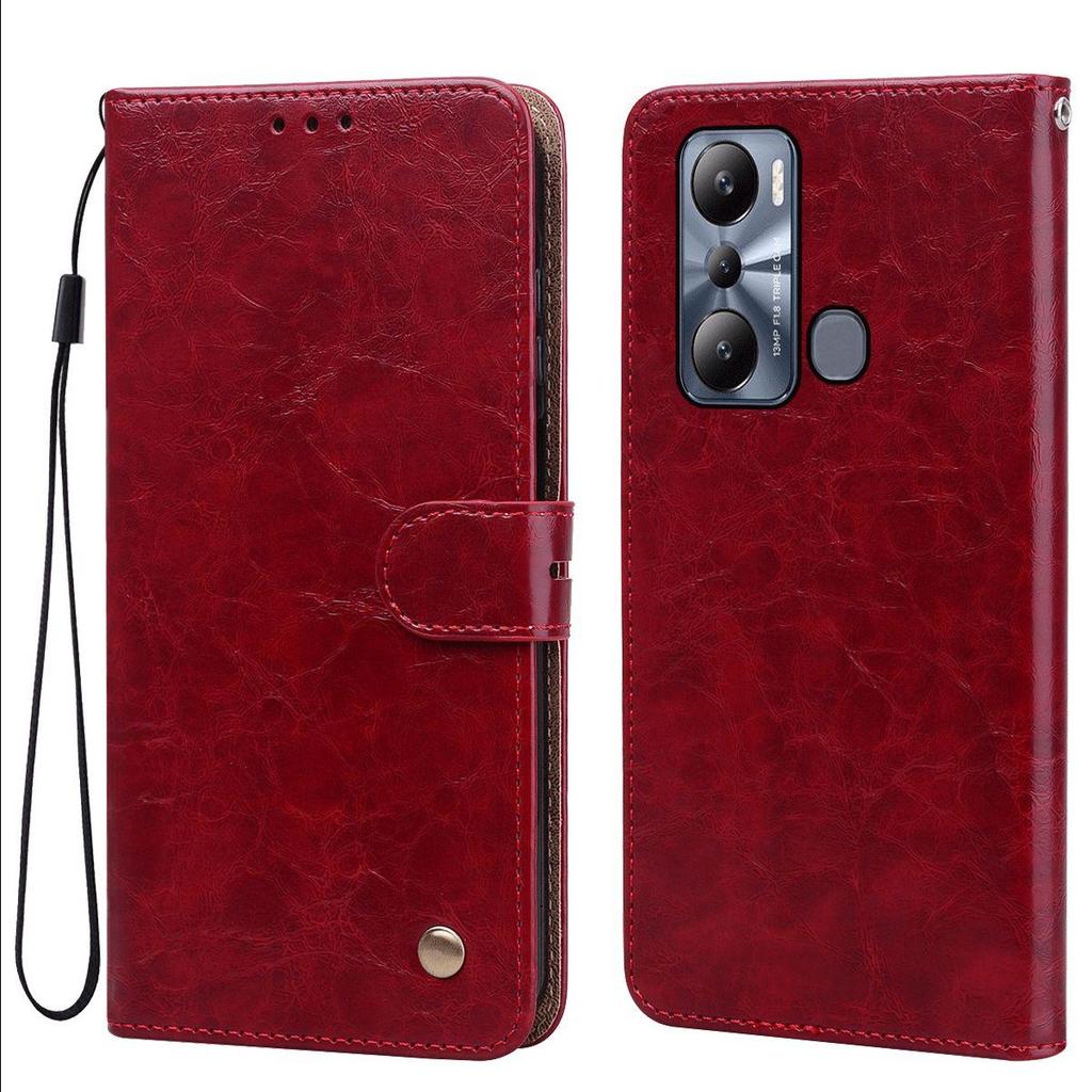 Vintage Crazy Horse Texture PU Leather Flip Wallet Phone Case for infinix HOT 20i Card Holder Kickstand Shockproof Protective Cover