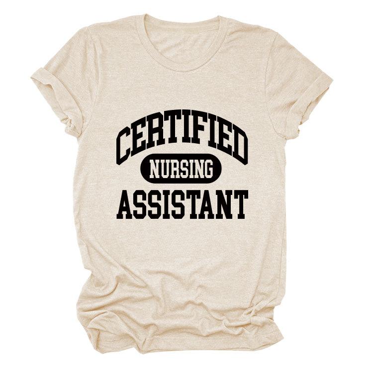 Certified nursing new short-sleeved women s fashion T-shirt large size S