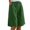 Women's High Waist Elastic Waistband Linen Bermuda Shorts Casual Loose Wide Leg Shorts With Side Pockets For Summer