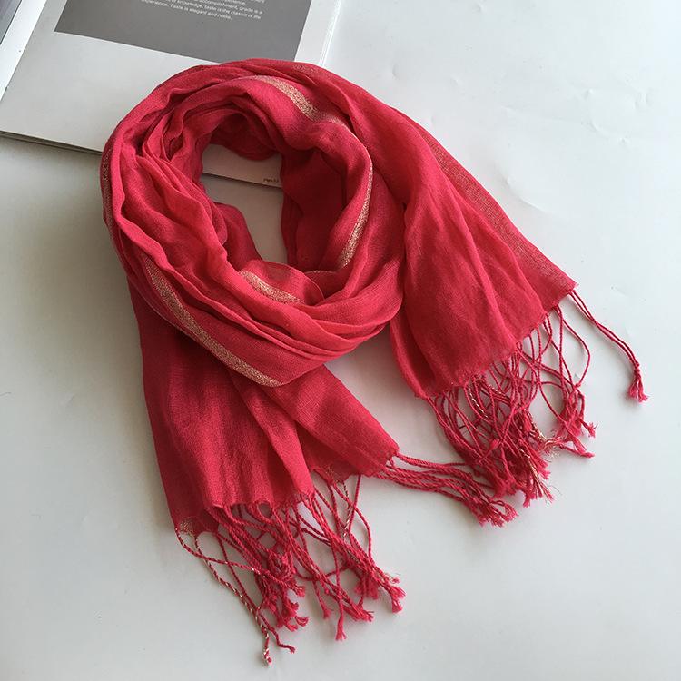 Direct Supply Of Solid Color Cotton And Linen Scarves, Spring And Summer Light And Breathable Sunscreen Scarves, Fashionable Fringed Silk Scarves