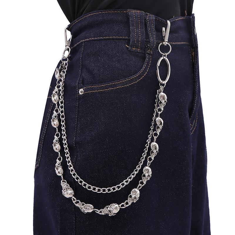 Fashion Punk Metal Pants Chain Trendy Hip Hop Waist Chains For Men Women Personalized Skeleton Pendant Jeans Chain Gifts