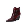 Fashion Kaky's New Pointed Belt Buckle Thick High Heels Large Women's Boots Short Boots Western Boots 44 45 46