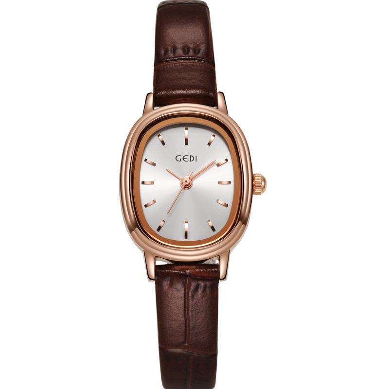 Retro Simple Oval Student Watch Niche Premium Waterproof Women S Watch Genuine Leather Quartz Women S Watch