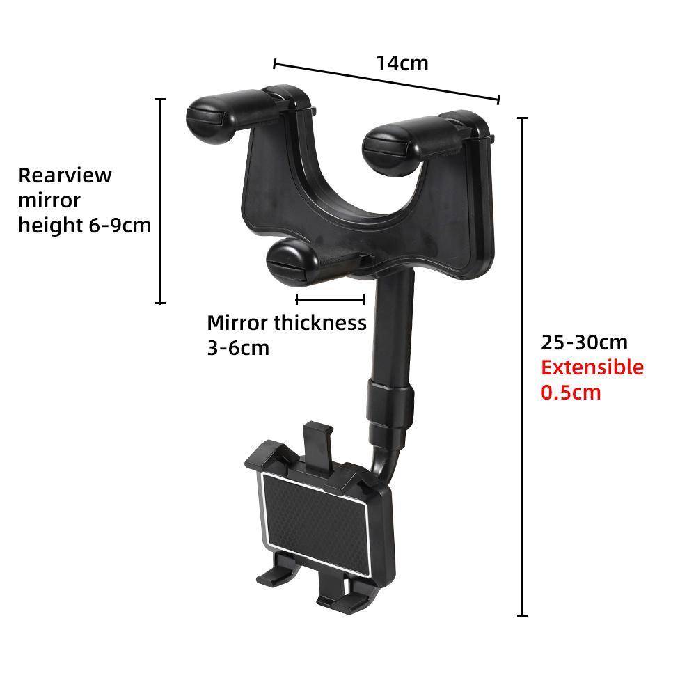 360° Car Rearview Mirror Mount Phone Holder Universal Vehicle Mount Phone GPS Holder Rotating Adjustable Telescopic Phone Holder