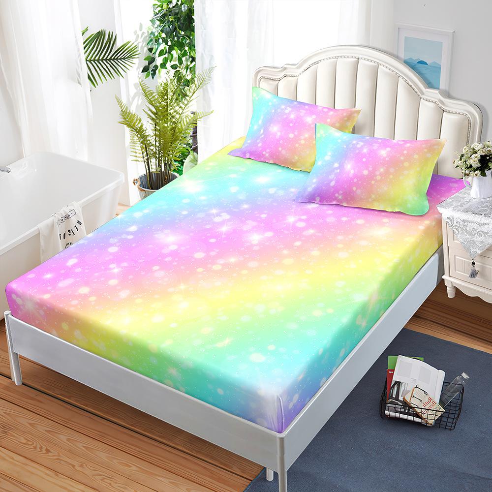 Mattress Three-Piece Cartoon Panda Gradual Change Bedspread Pillowcase Mattress Protective Cover