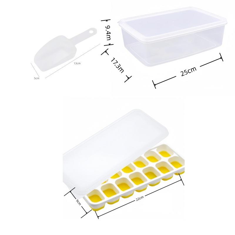 Cross-Border Ice Cube Tray - 14 Grids with Lid, Large Capacity Mold for Household Ice Storage