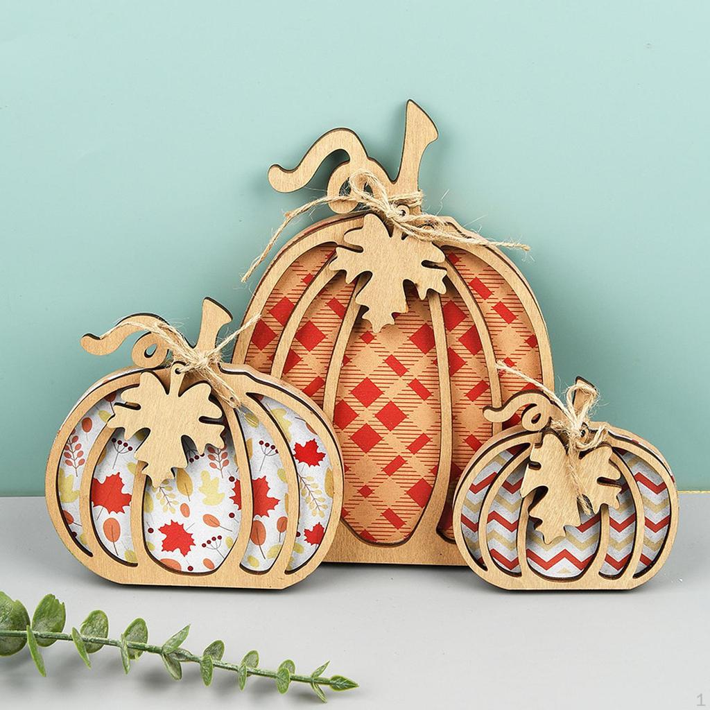 3 Pieces Autumn Pumpkin Decor Table Centerpiece Thanksgiving Decorations Fall for Indoor