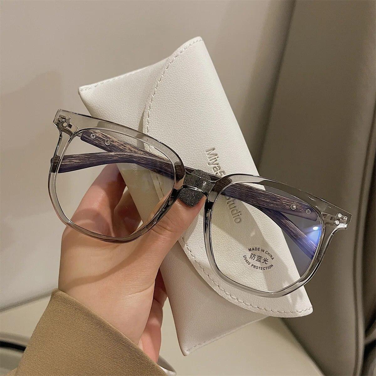 

Роскошные очки с квадратными деревянными ножками без диоптрий, анти-синий свет, очки для близорукости, оптические очки по рецепту -4.0