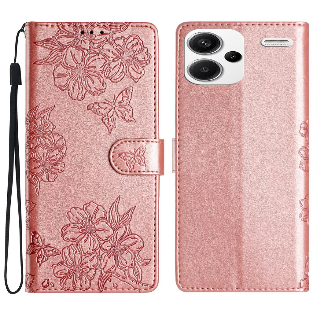 For Xiaomi Redmi Note 13 Pro+ 5G Case Butterfly Flower Imprint Leather Protection Phone Cover