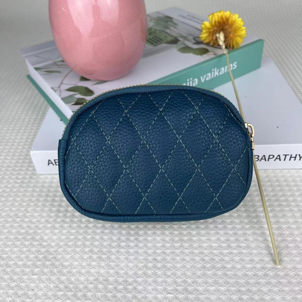 New PU Leather Lady's Coin Purse Double-layers Zipper Storage Bag Clutch Bag Mom's Gift