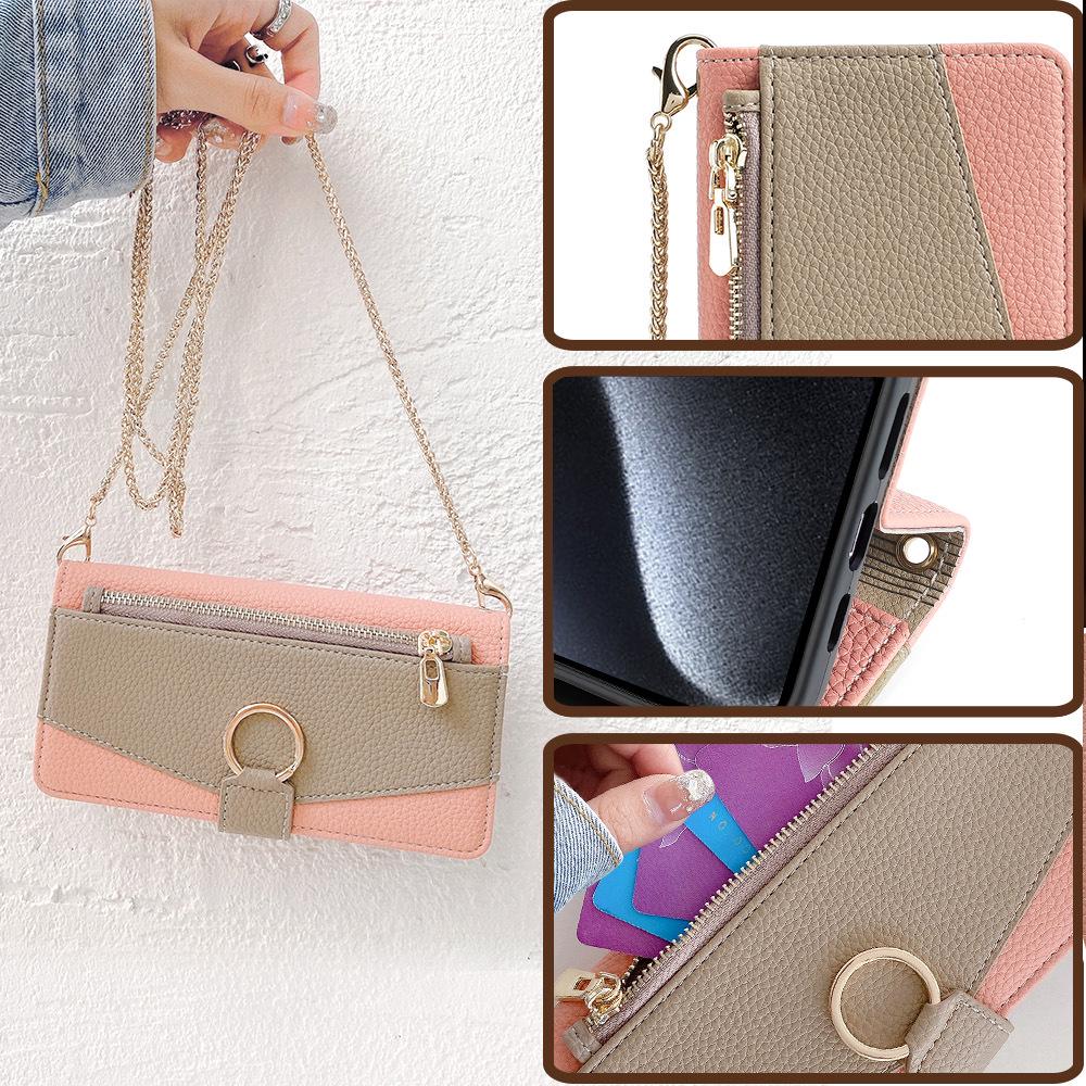 iPhone 16 Pro Flip Protective Case with Card Slot, Lanyard, Stand, Leather Design for Apple 17/12/13/15 Models.