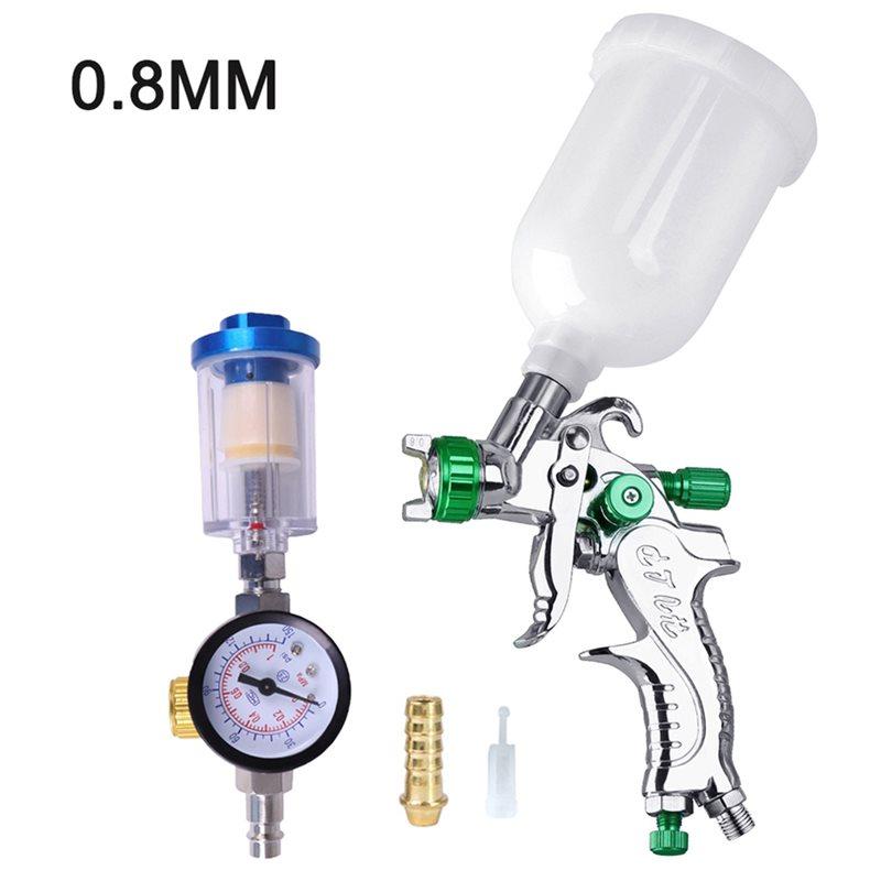 ABBP-HVLP Mini 2008 Spray Gun 0.8/1.0Mm Caliber Pressure Gauge Air Filter Wall/Car Spray Pneumatic Tool DIT Tool