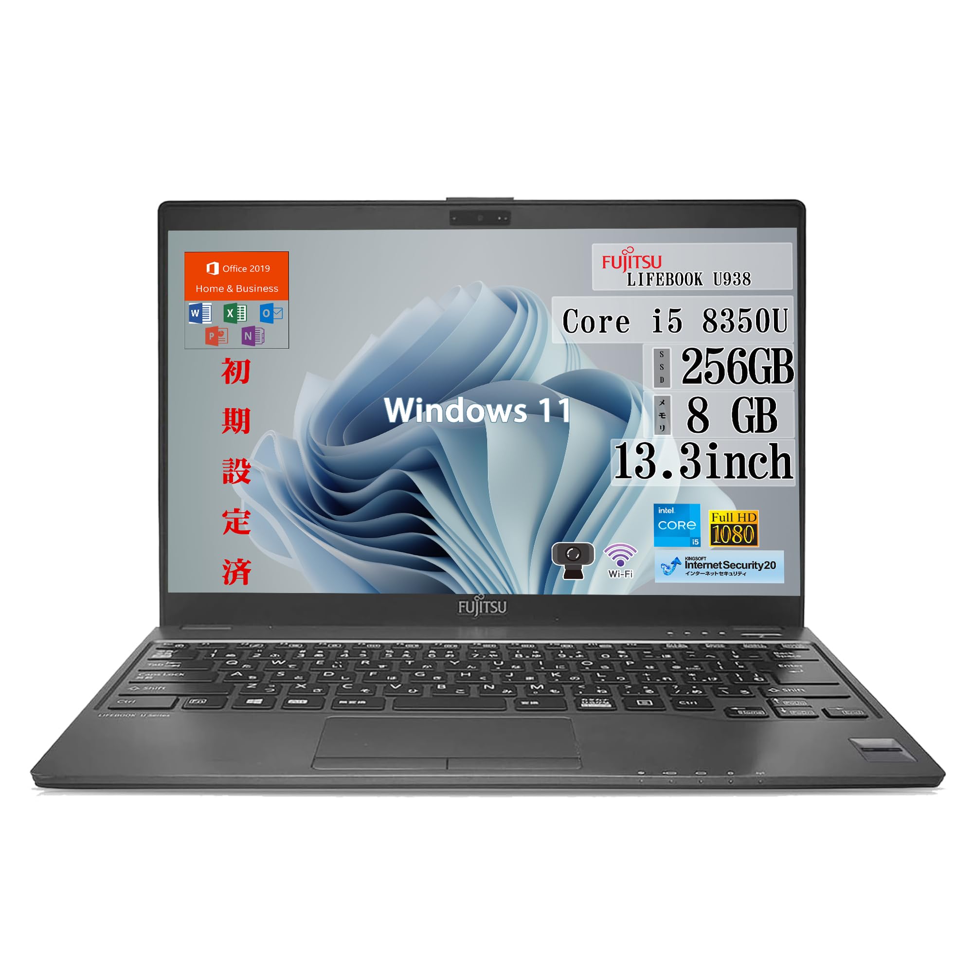 

Тонкий ноутбук Fujitsu FUJITSU LIFEBOOK U938 з Win11 MS Office 2019 FULL HD 8-го покоління Core 8 ГБ пам яті SSD 256 ГБ Веб-камера WIFI [Оновлений] чорний