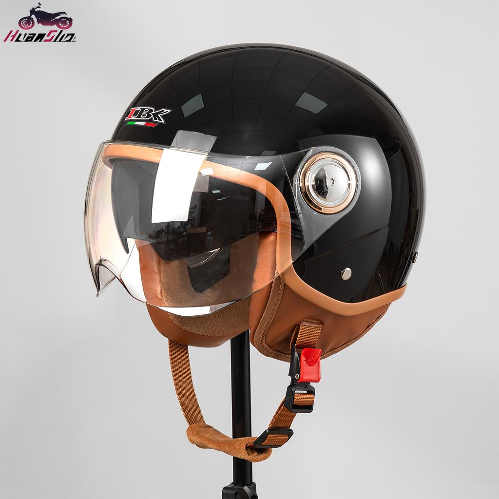Men's Motorcycle Half Helmet Cruising Pedal Bike Cute Cartoon Anti-Fog Helmet Electric Vehicle Ladies Universal Four Seasons