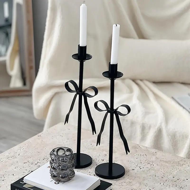 Iron Art European Style Living Room Candle Holder Desktop Ornaments Black Chic Candlestick Decorative Home Decoration