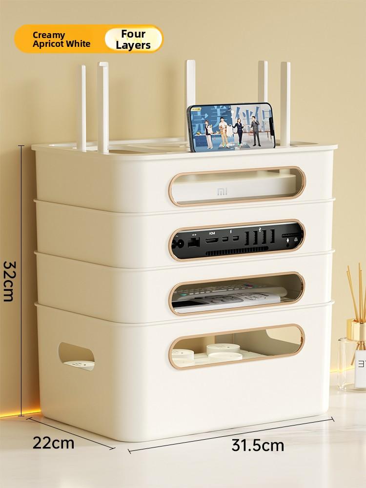 Wireless Router Storage Box TV Box Organizer Cable Management PVC Holder Living Room Solution TV Wall Mount Shelf