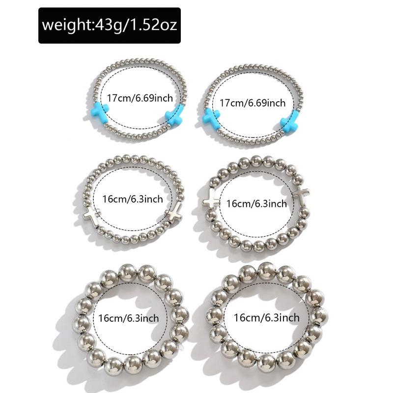Silver Beaded Bracelet Jewelry Fashion Versatile Women's Personality Simple Color Cross Jewelry