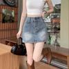 Korean Style High-Waisted Spicy Girl Slimming A-Line Denim Three-Quarter Shorts for Women