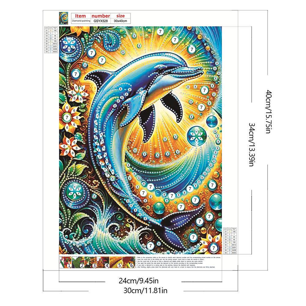 5D DIY Teilweise Speziell Geformter Bohrer Diamantmalerei Set 30 * 40cm Osterdeko Delfine Meeresbewohner Dekor Haus Schlafzimmer Dekor