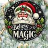 Vintage Believe In Magic Metal Wall Sign 8 Inch Round Christmas Wreath Decor Indoor Outdoor Holiday Door Hanging Home