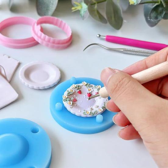 DIY Pendant Making Kit 12Pcs Mini Plate Clay Molds, Earring Molds with Positioning Base, Multi?Shape Polymer Craft Supplies Cutters for Earring,