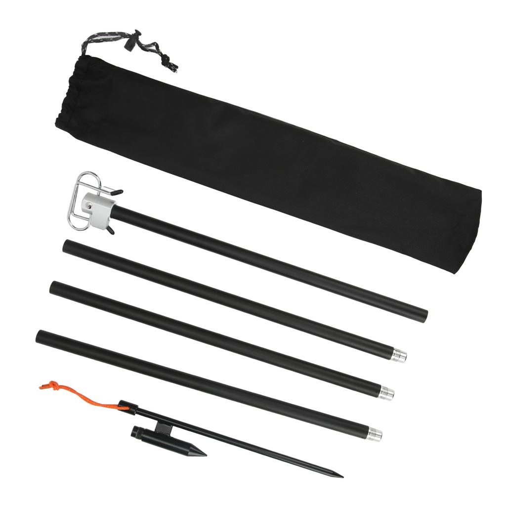 Light Hanging Pole with Foldable Double Hooks Ground Spike Light Stand for Outdoor Camping
