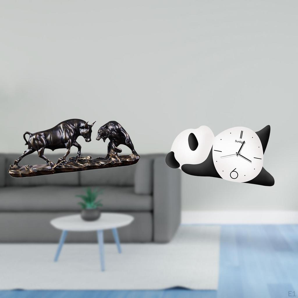 Modern Chinese Animal Sculpture And Panda Wall Clock for Desk Living Room Decor Birthdays Gifts
