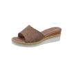Summer new plaid women's sandals wedge heel 35-42 large size open-toed women's slippers, women's shoes