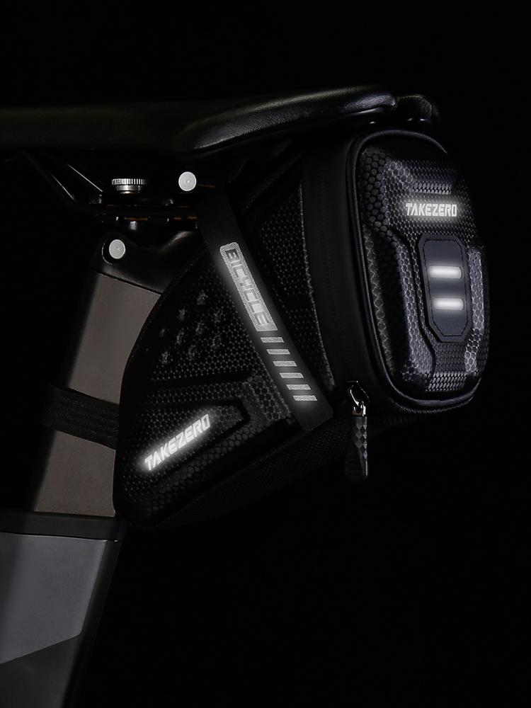 1L Bicycle Bag Large Capacity Bike Seat Bag Back Seat Pouch Reflective Bike Pocket Pack EVA for Mountain Road Bikes