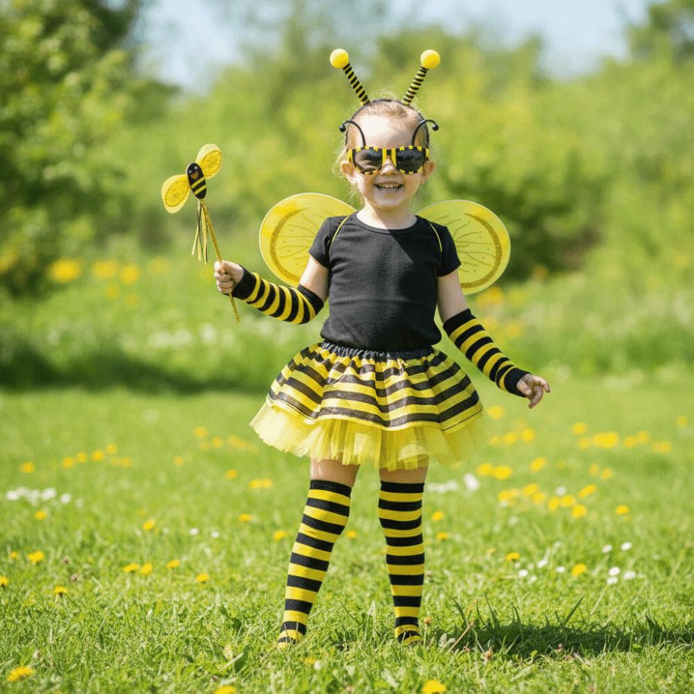 Tutu Skirt Bumblebee Costume Striped Knee Stocking Honey Bee Costume Bee Costume Set  For Women