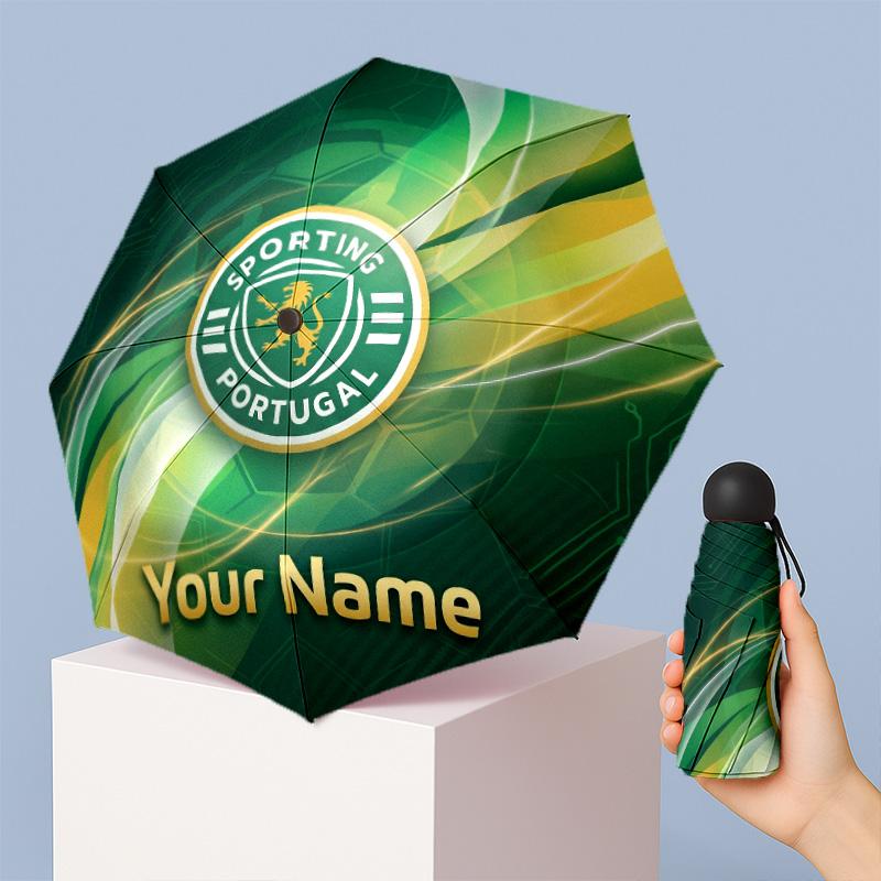 Sporting CP Manual Five Fold 8 Rib Umbrella Support Custom Text, Lightweight Travel Umbrella