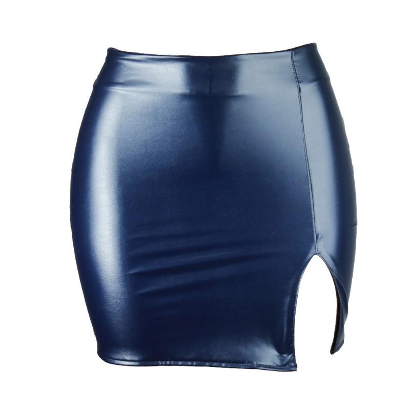 Hohe Gürteltasche Hüfte Kurzen Rock Weiblichen Rock Nachtclub PU Leder Reißverschluss Sexy Schwarz Hübscher Schlank Mode Lederrock