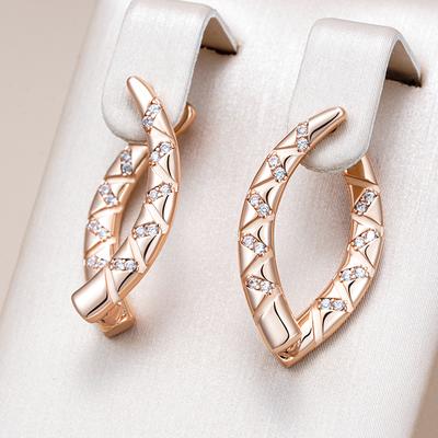 Roségold Farbe V-Form Tropfenohrringe Für Damen Mädchen Mode Natürlicher Zirkon Accessoires Hohe Qualität Täglicher Schmuck