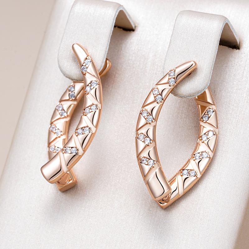 Rose Gold Color V Shape Drop Earrings For Women Girl Fashion Natural Zircon Accessories High Quality Daily Jewelry