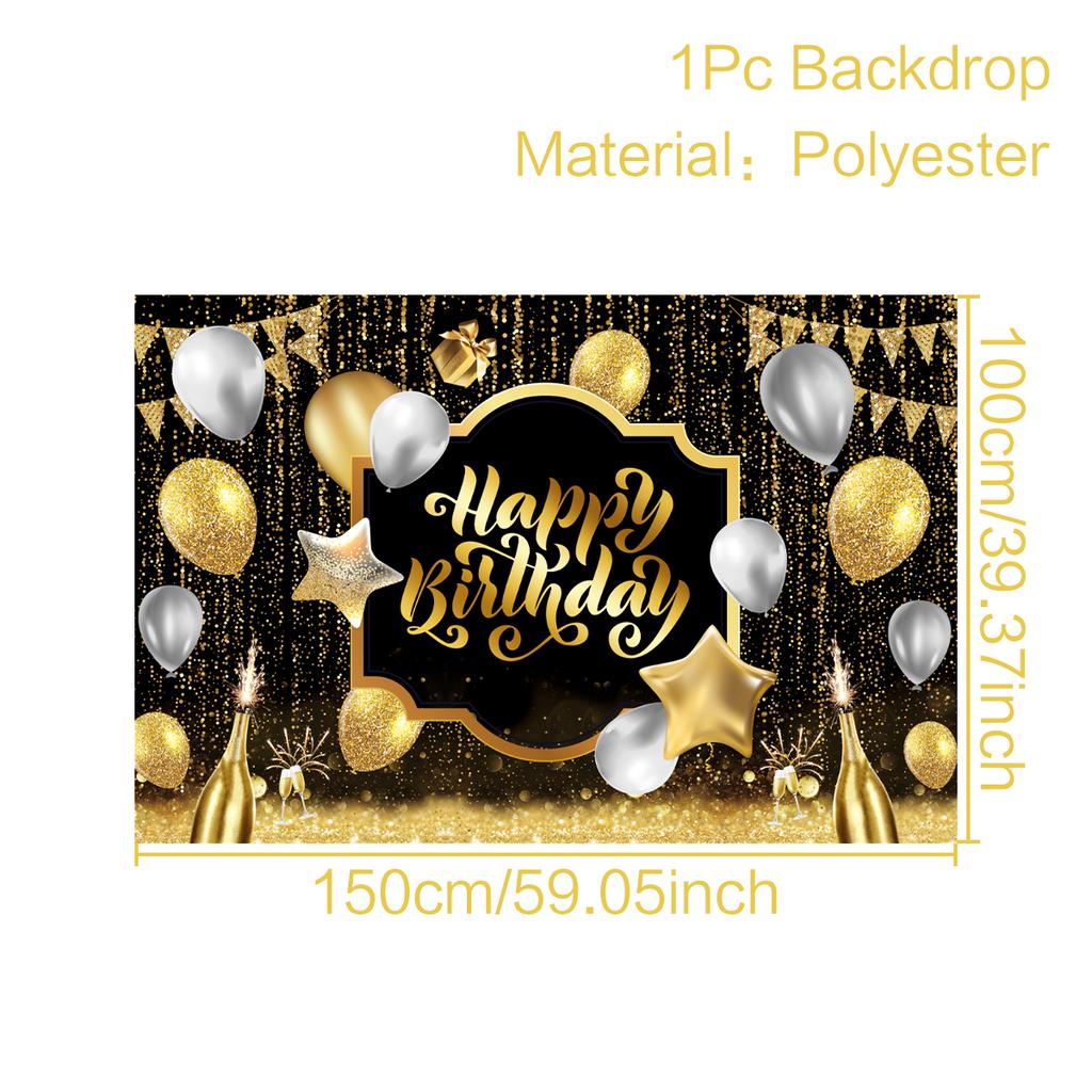 Black Gold Birthday Table Runner 30 50 Birthday Tablecloth Balloon Party Decoration For Home Backdrop Wedding Adult Anniversary