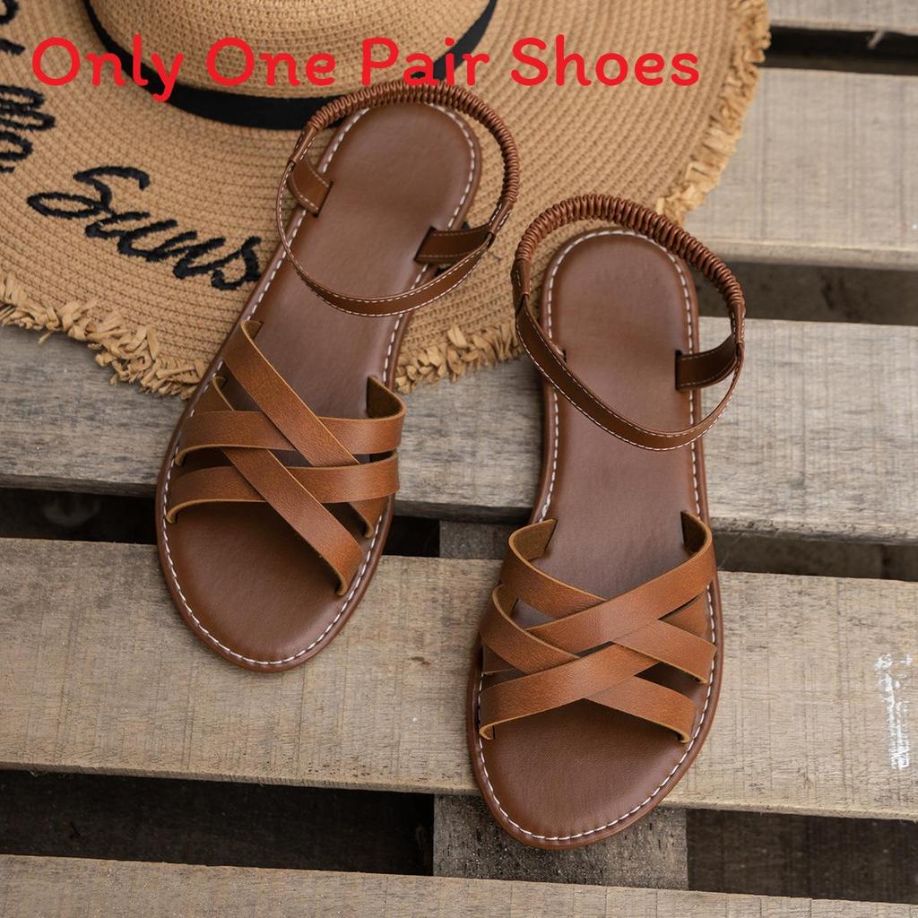 Summer Womens Woven Roman Sandals With Breathable Pu Upper For Beach Casual Wear